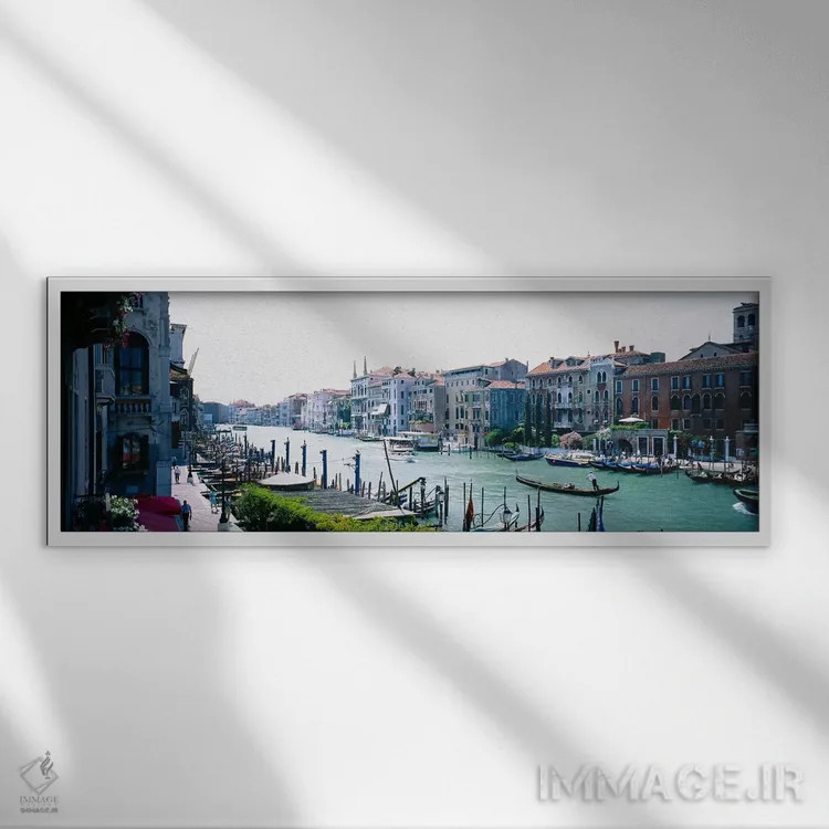 تابلو Grand Canal, Venice, Veneto Region, Italy,معماری ساحلی، گراند کانال، ونیز، منطقه ونتو، ایتالیا اثر پانورامیک ایمجز (استودیو عکاسی عریض) - نمای قابدار سفید