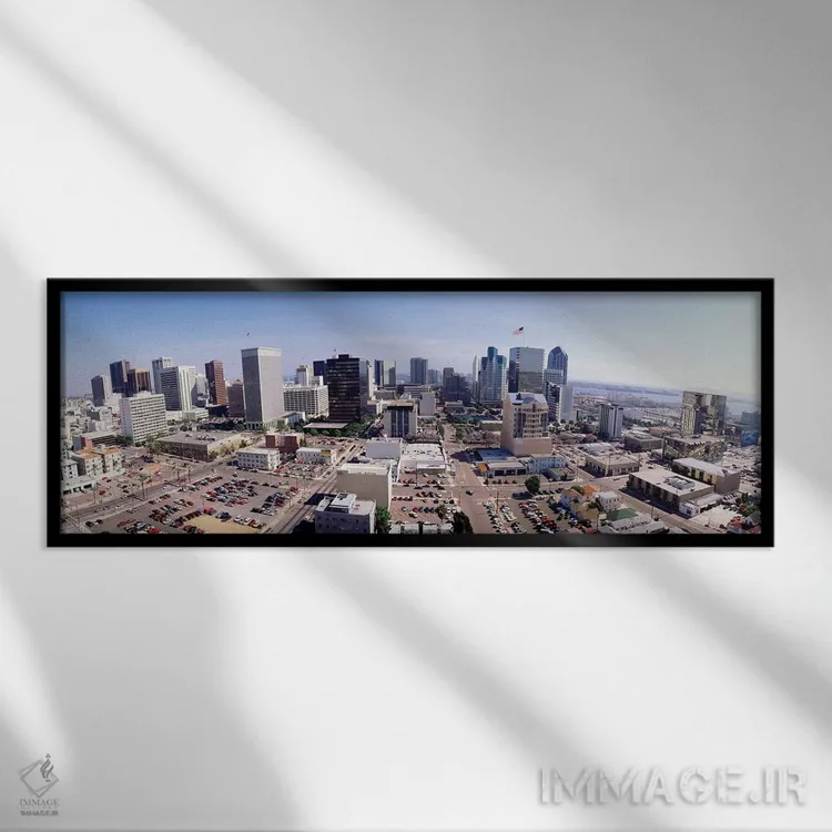 تابلو California, San Diego, Downtown District,ایالات متحده، کالیفرنیا، سندیگو، منطقه مرکز شهر اثر پانورامیک ایمجز (استودیو عکاسی عریض) - نمای قابدار مشکی
