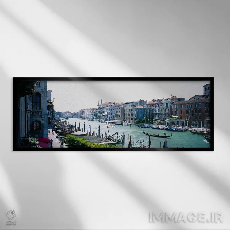 تابلو Grand Canal, Venice, Veneto Region, Italy,معماری ساحلی، گراند کانال، ونیز، منطقه ونتو، ایتالیا اثر پانورامیک ایمجز (استودیو عکاسی عریض) - نمای قابدار مشکی