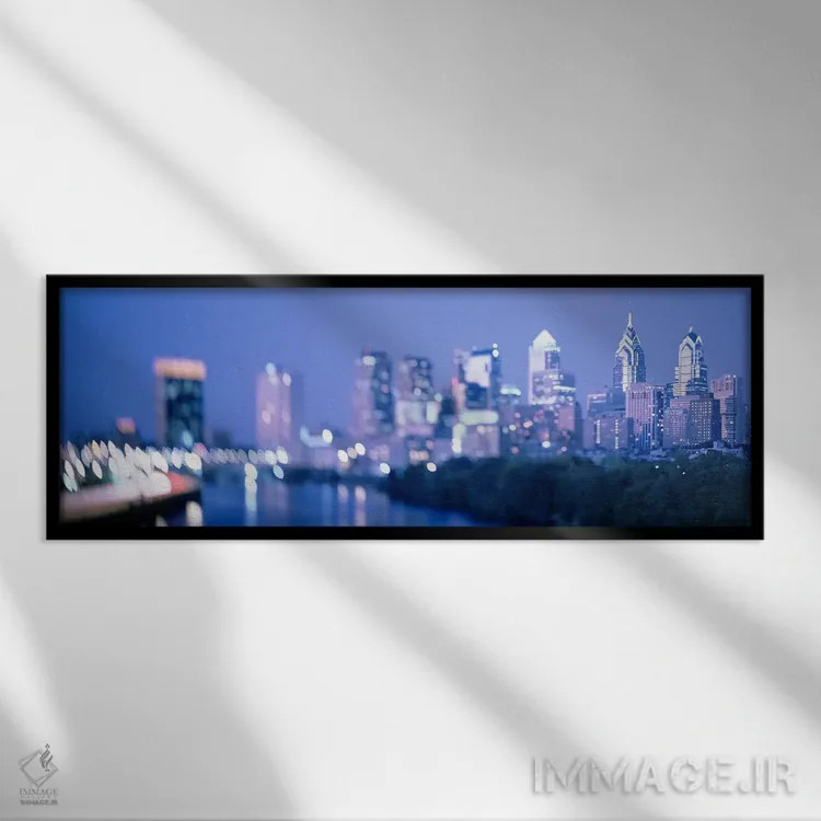 تابلو Schuylkill River, Philadelphia, Pennsylvania, USA,رودخانه شوئیکیل عبوری از شهر، فیلادلفیا، پنسیلوانیا، ایالات متحده اثر پانورامیک ایمجز (استودیو عکاسی عریض) - نمای قابدار مشکی