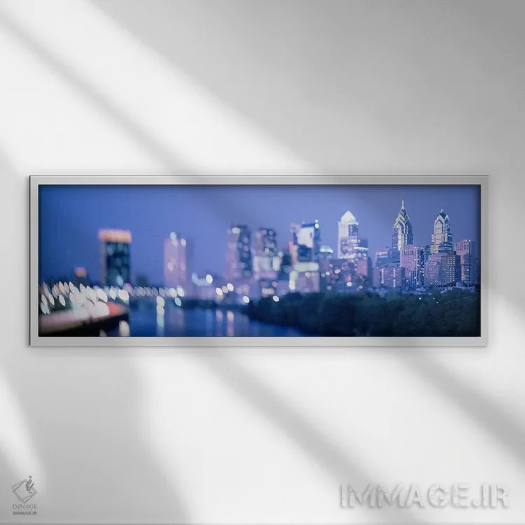 تابلو Schuylkill River, Philadelphia, Pennsylvania, USA,رودخانه شوئیکیل عبوری از شهر، فیلادلفیا، پنسیلوانیا، ایالات متحده اثر پانورامیک ایمجز (استودیو عکاسی عریض) - نمای قابدار سفید