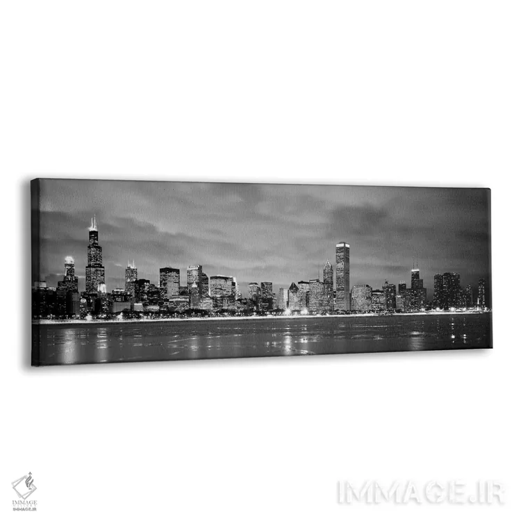 تابلو Chicago, Illinois, USA,ساختمانها در کنار آب، شیکاگو، ایلینوی، ایالات متحده اثر پانورامیک ایمجز (استودیو عکاسی عریض) - نمای پرسپکتیو محصول