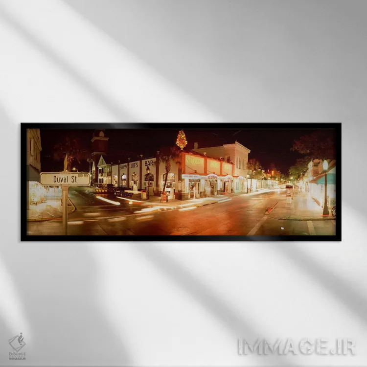 تابلو Duval Street, Key West, Monroe County, Florida, USA,بار اسلاپی جو، خیابان دووال، کی وست، فلوریدا، ایالات متحده اثر پانورامیک ایمجز (استودیو عکاسی عریض) - نمای قابدار مشکی