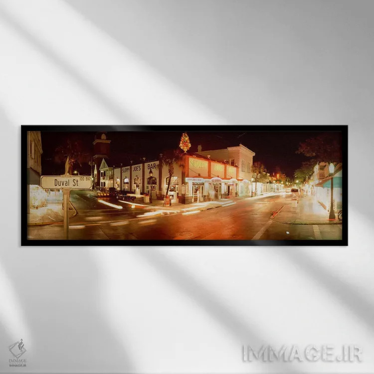 تابلو Duval Street, Key West, Monroe County, Florida, USA,بار اسلاپی جو، خیابان دووال، کی وست، فلوریدا، ایالات متحده اثر پانورامیک ایمجز (استودیو عکاسی عریض) - نمای قابدار مشکی