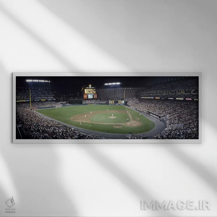 تابلو مسابقه بیسبال، ورزشگاه کامدن یاردز، بالتیمور، مریلند اثر پانورامیک ایمجز (استودیو عکاسی عریض) - نمای قابدار سفید