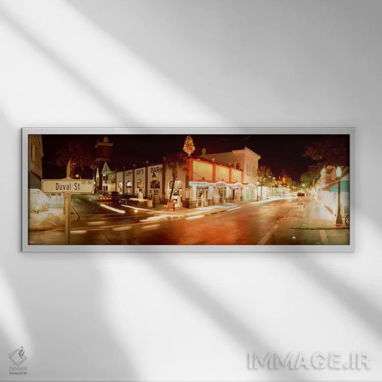 تابلو Duval Street, Key West, Monroe County, Florida, USA,بار اسلاپی جو، خیابان دووال، کی وست، فلوریدا، ایالات متحده اثر پانورامیک ایمجز (استودیو عکاسی عریض) - نمای قابدار سفید
