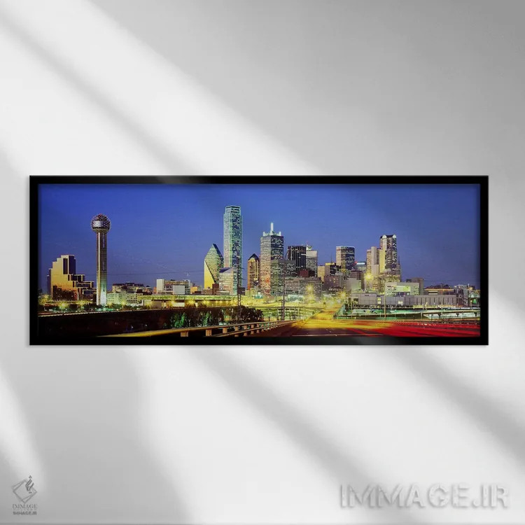 تابلو دالاس، تگزاس، ایالات متحده (نمونه ۳) اثر پانورامیک ایمجز (استودیو عکاسی عریض) - نمای قابدار مشکی