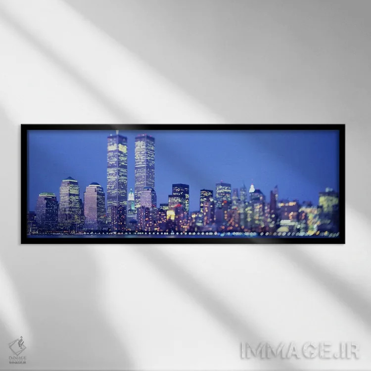 تابلو Lower Manhattan, NYC, New York City, New York State, USA,عصر، منهتن سفلی، نیویورک، ایالات متحده اثر پانورامیک ایمجز (استودیو عکاسی عریض) - نمای قابدار مشکی