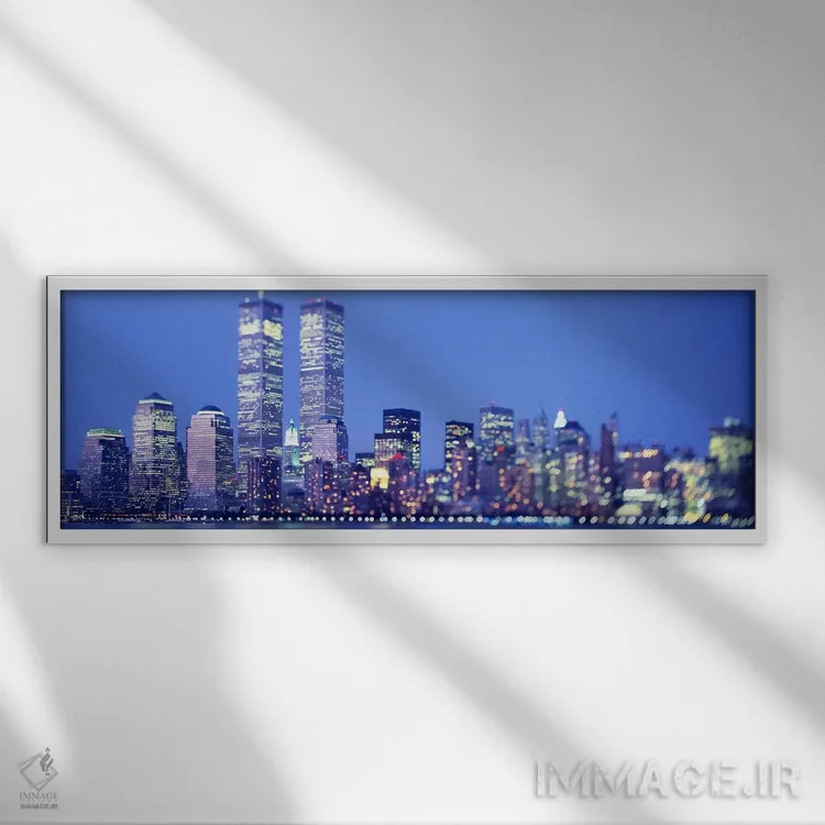 تابلو Lower Manhattan, NYC, New York City, New York State, USA,عصر، منهتن سفلی، نیویورک، ایالات متحده اثر پانورامیک ایمجز (استودیو عکاسی عریض) - نمای قابدار سفید