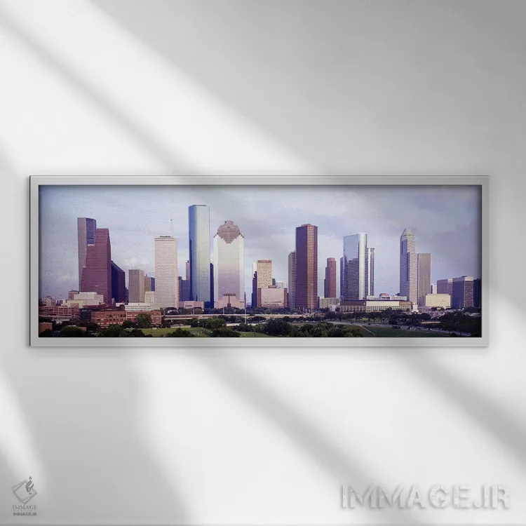 تابلو هیوستون، تگزاس، ایالات متحده (نمونه ۲) اثر پانورامیک ایمجز (استودیو عکاسی عریض) - نمای قابدار سفید