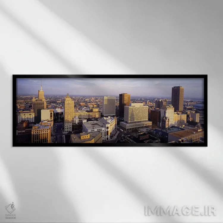 تابلو Buffalo, Erie County, New York, USA,منظره مرکز شهر بوفالو، شهرستان ایری، نیویورک، ایالات متحده اثر پانورامیک ایمجز (استودیو عکاسی عریض) - نمای قابدار مشکی