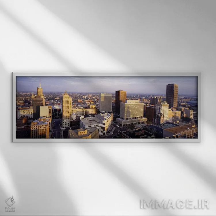 تابلو Buffalo, Erie County, New York, USA,منظره مرکز شهر بوفالو، شهرستان ایری، نیویورک، ایالات متحده اثر پانورامیک ایمجز (استودیو عکاسی عریض) - نمای قابدار سفید
