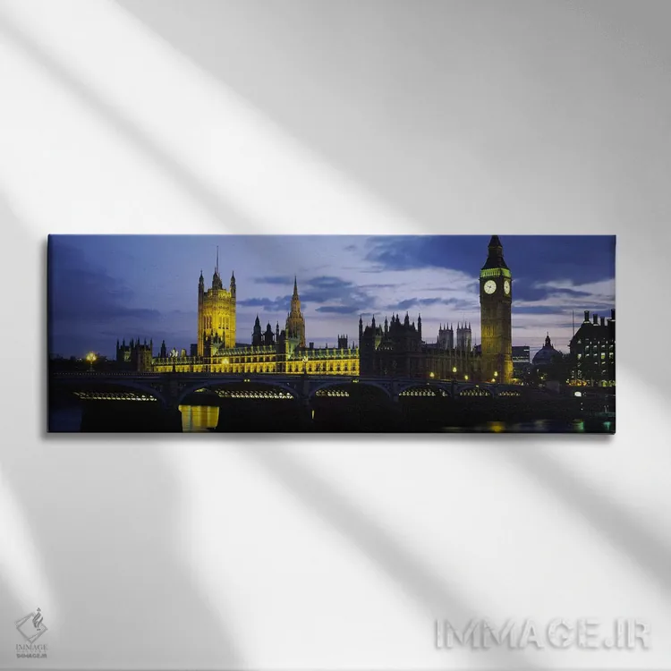 تابلو London, England, United Kingdom,کاخ وستمینستر در شب، لندن، انگلستان، بریتانیا اثر پانورامیک ایمجز (استودیو عکاسی عریض) - نمای روبهرو روی دیوار
