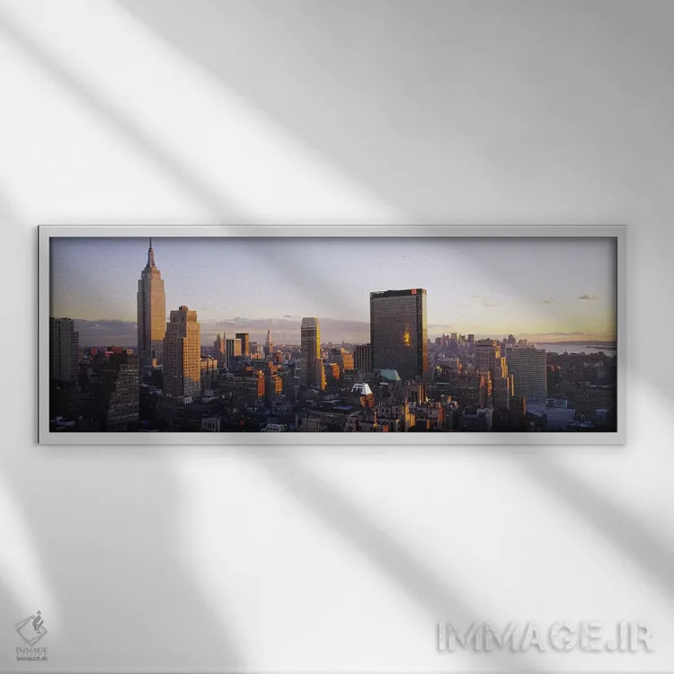 تابلو Manhattan, New York City, New York State, USA,ساختمانها در شهر، منهتن، نیویورک، ایالات متحده اثر پانورامیک ایمجز (استودیو عکاسی عریض) - نمای قابدار سفید