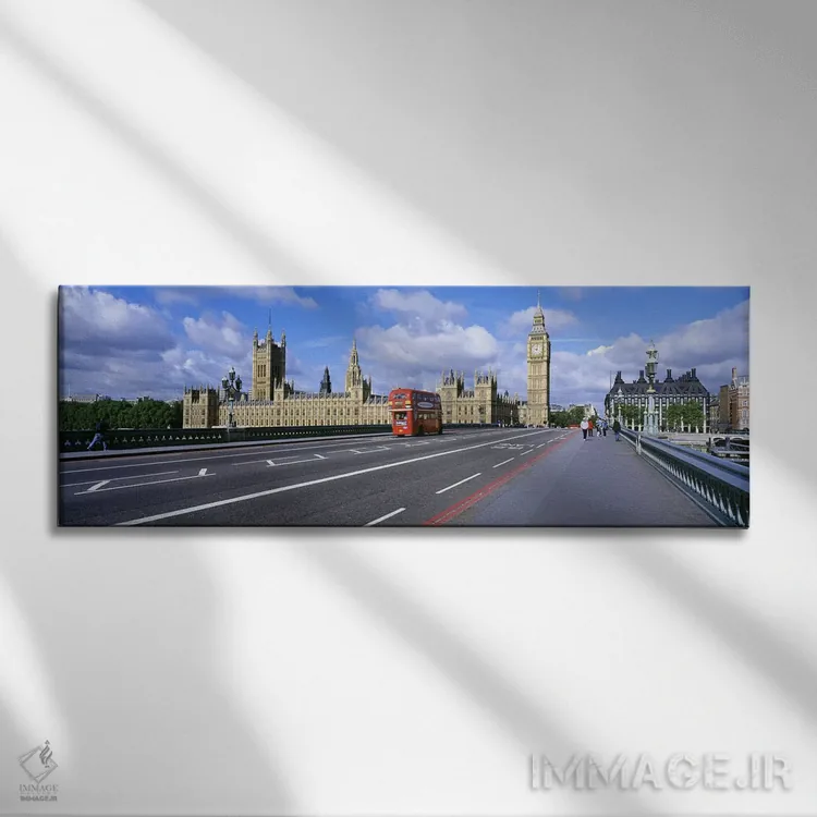 تابلو ساختمان پارلمان و بیگ بن لندن، انگلستان اثر پانورامیک ایمجز (استودیو عکاسی عریض) - نمای روبهرو روی دیوار