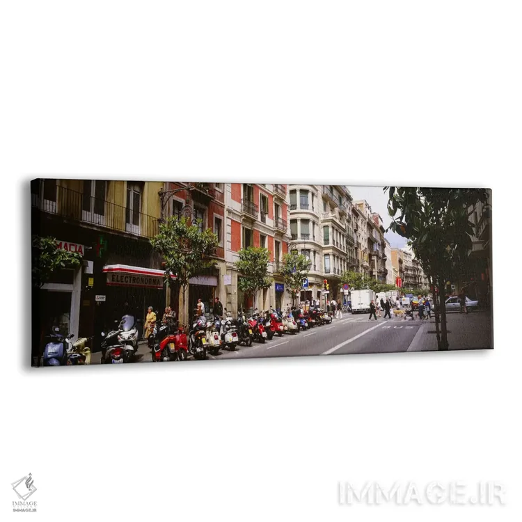 تابلو صحنه خیابانی بارسلونا، اسپانیا اثر پانورامیک ایمجز (استودیو عکاسی عریض) - نمای پرسپکتیو محصول