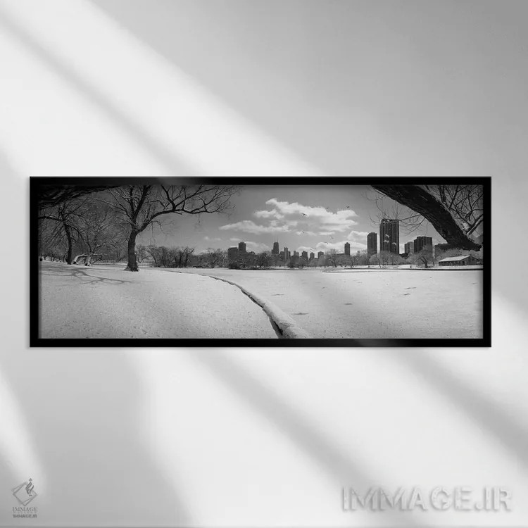 تابلو Lincoln Park, Chicago, Illinois, USA,ساختمانها در شهر، پارک لینکولن، شیکاگو، ایلینوی، آمریکا اثر پانورامیک ایمجز (استودیو عکاسی عریض) - نمای قابدار مشکی