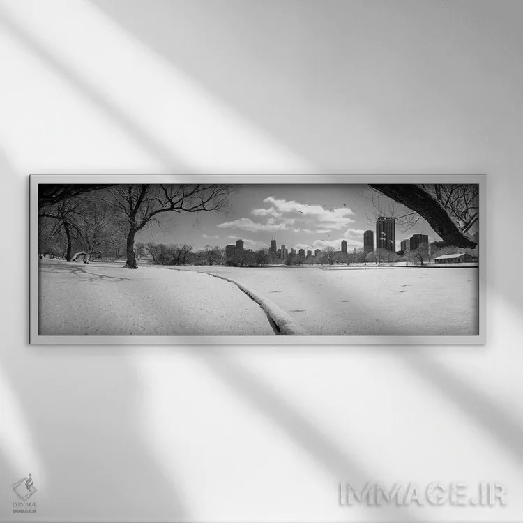 تابلو Lincoln Park, Chicago, Illinois, USA,ساختمانها در شهر، پارک لینکولن، شیکاگو، ایلینوی، آمریکا اثر پانورامیک ایمجز (استودیو عکاسی عریض) - نمای قابدار سفید