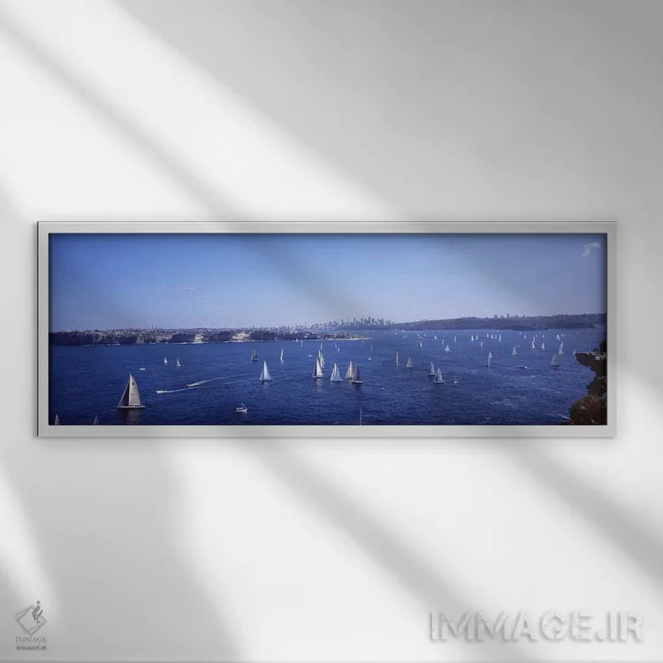 تابلو Sydney Harbor, Sydney, New South Wales, Australia,قایقهای تفریحی در خلیج، بندر سیدنی، نیوساوتولز، استرالیا اثر پانورامیک ایمجز (استودیو عکاسی عریض) - نمای قابدار سفید