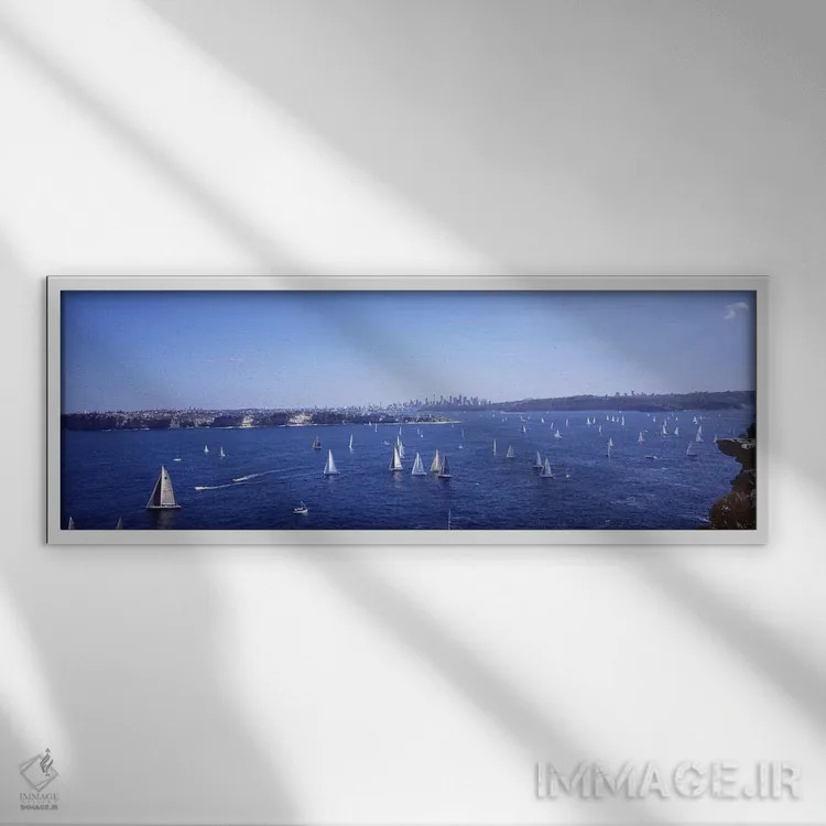 تابلو Sydney Harbor, Sydney, New South Wales, Australia,قایقهای تفریحی در خلیج، بندر سیدنی، نیوساوتولز، استرالیا اثر پانورامیک ایمجز (استودیو عکاسی عریض) - نمای قابدار سفید