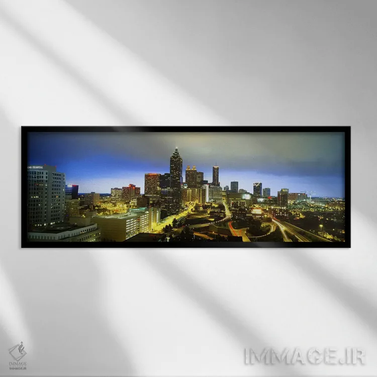 تابلو غروب آتلانتا، جورجیا اثر پانورامیک ایمجز (استودیو عکاسی عریض) - نمای قابدار مشکی