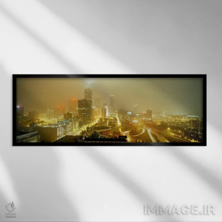 تابلو Georgia, Atlanta, Fog in Atlanta,آمریکا، جورجیا، آتلانتا، مه در آتلانتا اثر پانورامیک ایمجز (استودیو عکاسی عریض) - نمای قابدار مشکی