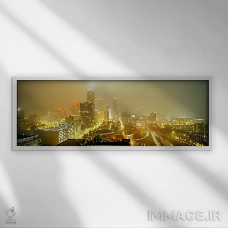 تابلو Georgia, Atlanta, Fog in Atlanta,آمریکا، جورجیا، آتلانتا، مه در آتلانتا اثر پانورامیک ایمجز (استودیو عکاسی عریض) - نمای قابدار سفید
