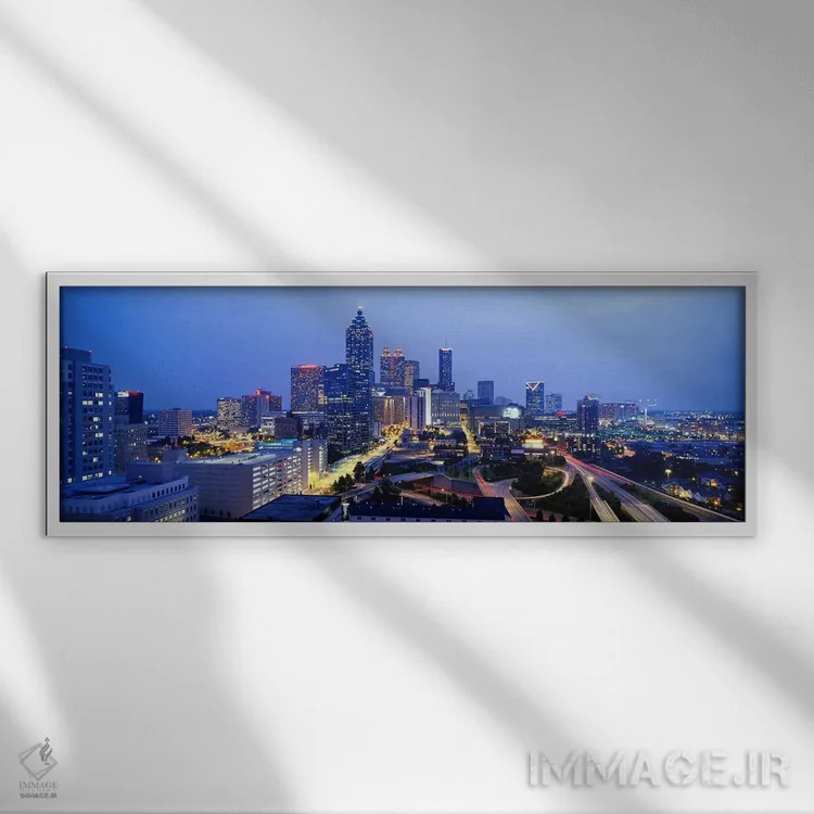 تابلو Atlanta, Georgia, USA,غروب در آتلانتا، آتلانتا، جورجیا، آمریکا اثر پانورامیک ایمجز (استودیو عکاسی عریض) - نمای قابدار سفید