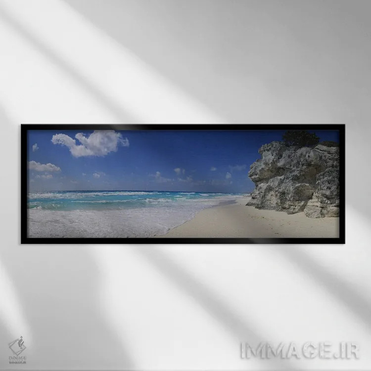 تابلو Cancun, Quintana Roo, Mexico,چشمانداز ساحلی، کانکون، کوئینتانا رو، مکزیک اثر پانورامیک ایمجز (استودیو عکاسی عریض) - نمای قابدار مشکی