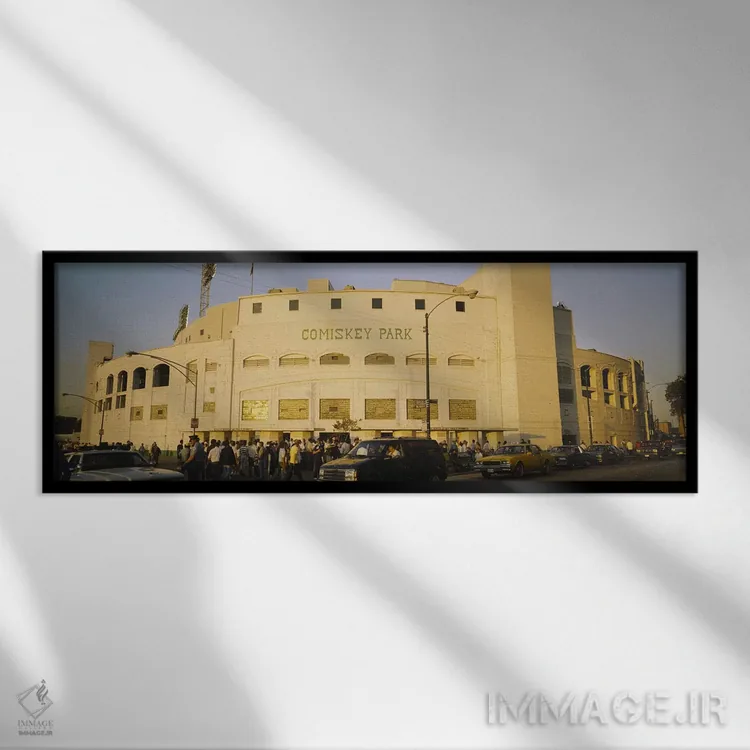 تابلو old Comiskey Park, Chicago, Cook County, Illinois, USA,نمای بیرونی یک ورزشگاه، پارک قدیمی کومیستکی، شیکاگو، ایلینوی، آمریکا اثر پانورامیک ایمجز (استودیو عکاسی عریض) - نمای قابدار مشکی