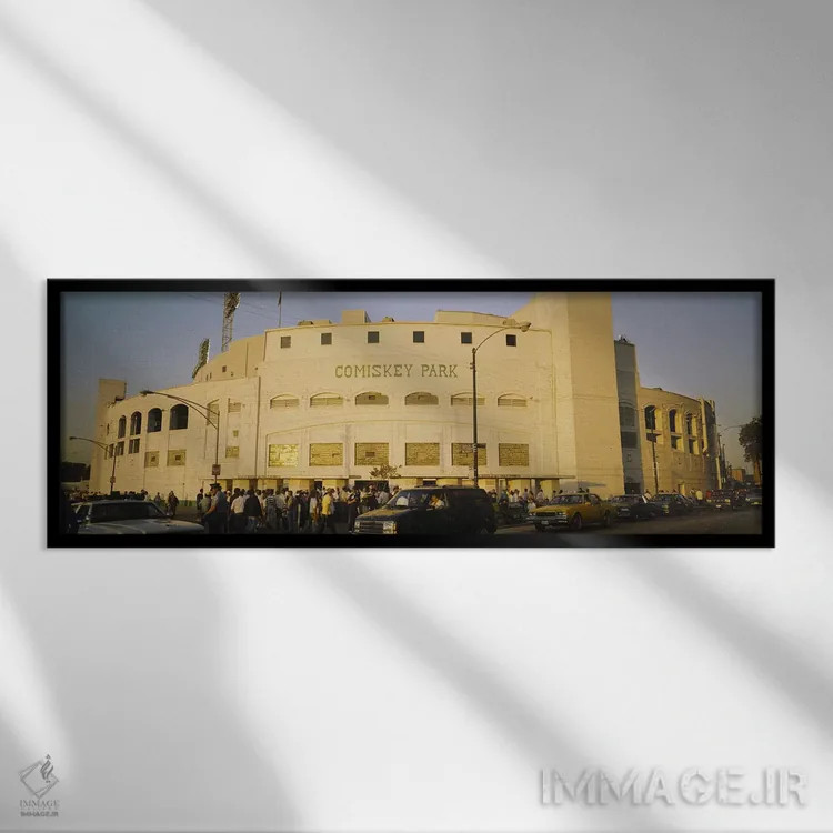 تابلو old Comiskey Park, Chicago, Cook County, Illinois, USA,نمای بیرونی یک ورزشگاه، پارک قدیمی کومیستکی، شیکاگو، ایلینوی، آمریکا اثر پانورامیک ایمجز (استودیو عکاسی عریض) - نمای قابدار مشکی