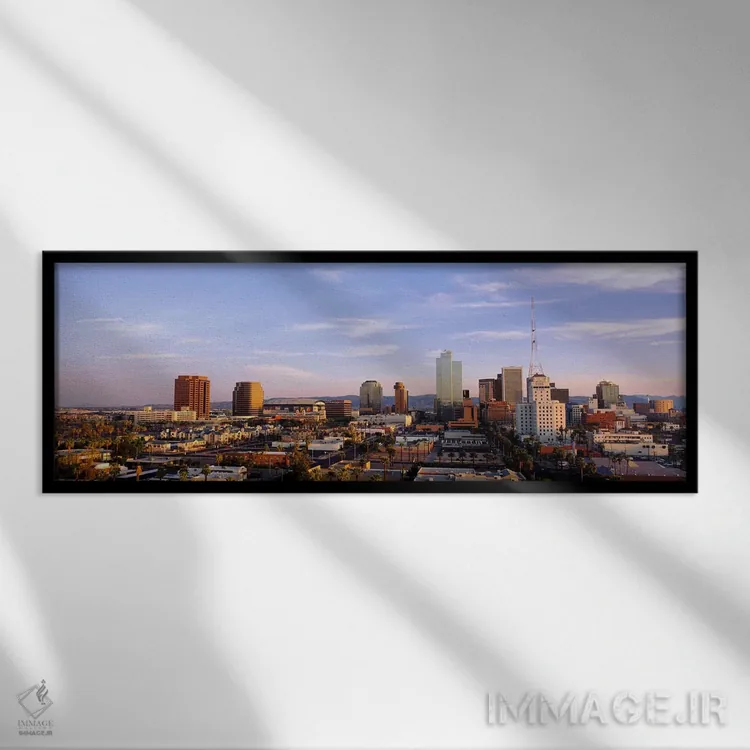 تابلو Phoenix, Arizona, Maricopa County, USA,خط افق مرکز شهر، فینیکس، آریزونا، شهرستان مریکوپا، آمریکا اثر پانورامیک ایمجز (استودیو عکاسی عریض) - نمای قابدار مشکی