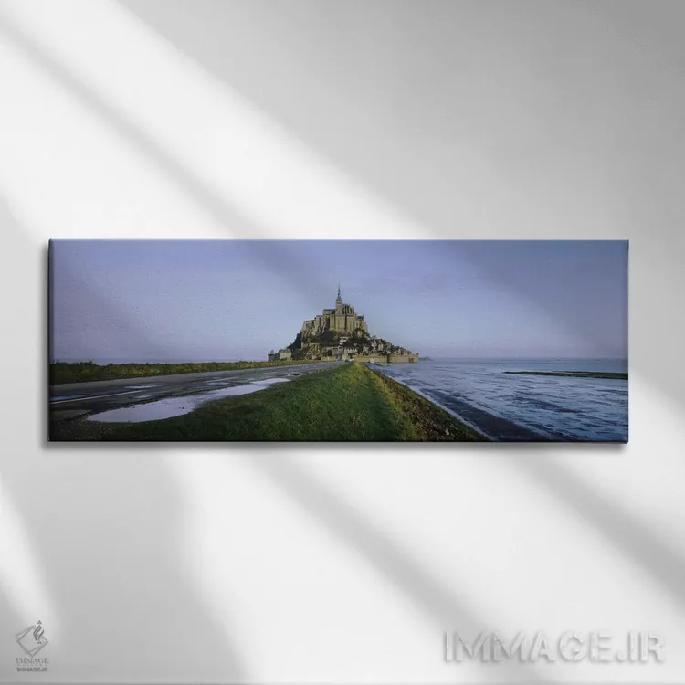 تابلو Normandy, France,کلیسا در ساحل، مون سن میشل، نرماندی، فرانسه اثر پانورامیک ایمجز (استودیو عکاسی عریض) - نمای روبهرو روی دیوار