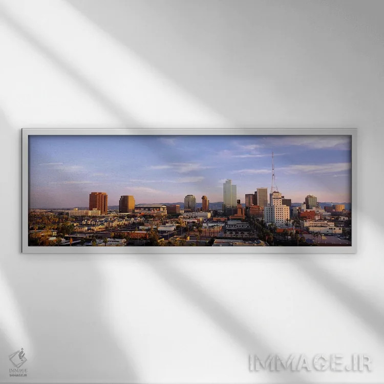 تابلو Phoenix, Arizona, Maricopa County, USA,خط افق مرکز شهر، فینیکس، آریزونا، شهرستان مریکوپا، آمریکا اثر پانورامیک ایمجز (استودیو عکاسی عریض) - نمای قابدار سفید