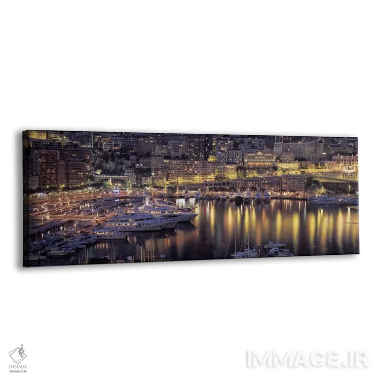 تابلو La Condamine District, Monaco,بندر هرکولس در شب، منطقه لا کندامین، موناکو اثر پانورامیک ایمجز (استودیو عکاسی عریض) - نمای پرسپکتیو محصول
