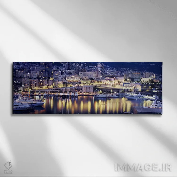 تابلو بندر مونت کارلو، موناکو اثر پانورامیک ایمجز (استودیو عکاسی عریض) - نمای روبهرو روی دیوار