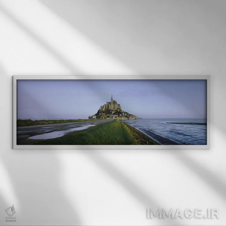 تابلو Normandy, France,کلیسا در ساحل، مون سن میشل، نرماندی، فرانسه اثر پانورامیک ایمجز (استودیو عکاسی عریض) - نمای قابدار سفید