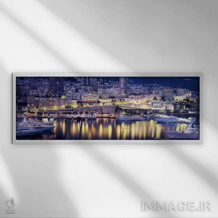 تابلو بندر مونت کارلو، موناکو اثر پانورامیک ایمجز (استودیو عکاسی عریض) - نمای قابدار سفید