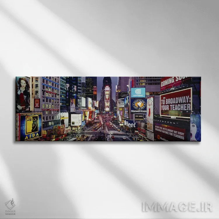 تابلو Manhattan, New York City, New York State, USA,نمای بالا از ترافیک خیابان تایمز، منهتن، نیویورک، ایالت نیویورک، آمریکا اثر پانورامیک ایمجز (استودیو عکاسی عریض) - نمای روبهرو روی دیوار