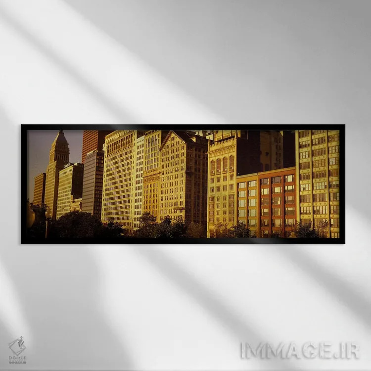 تابلو Illinois, USA,معماری خیابان میشیگان، شیکاگو، ایلینوی، آمریکا اثر پانورامیک ایمجز (استودیو عکاسی عریض) - نمای قابدار مشکی