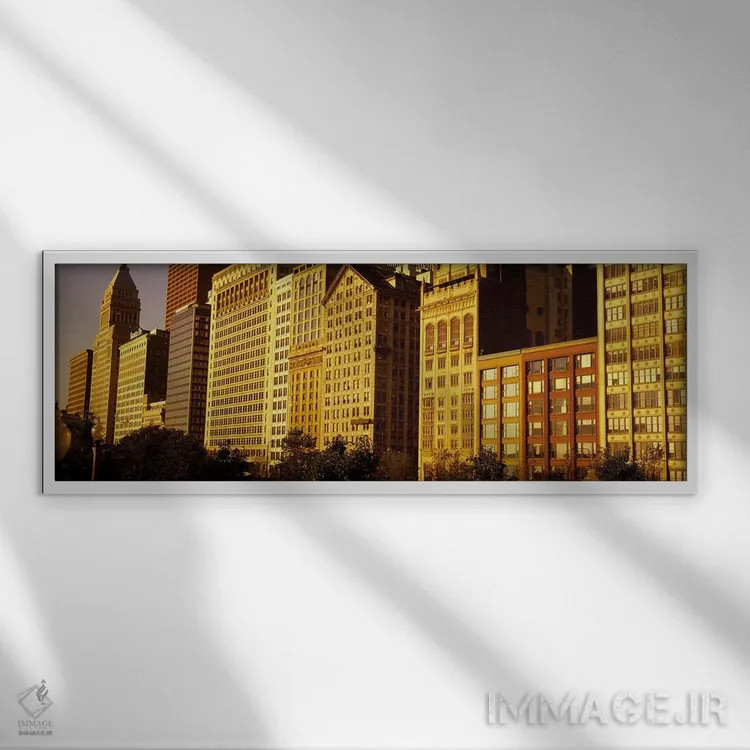 تابلو Illinois, USA,معماری خیابان میشیگان، شیکاگو، ایلینوی، آمریکا اثر پانورامیک ایمجز (استودیو عکاسی عریض) - نمای قابدار سفید