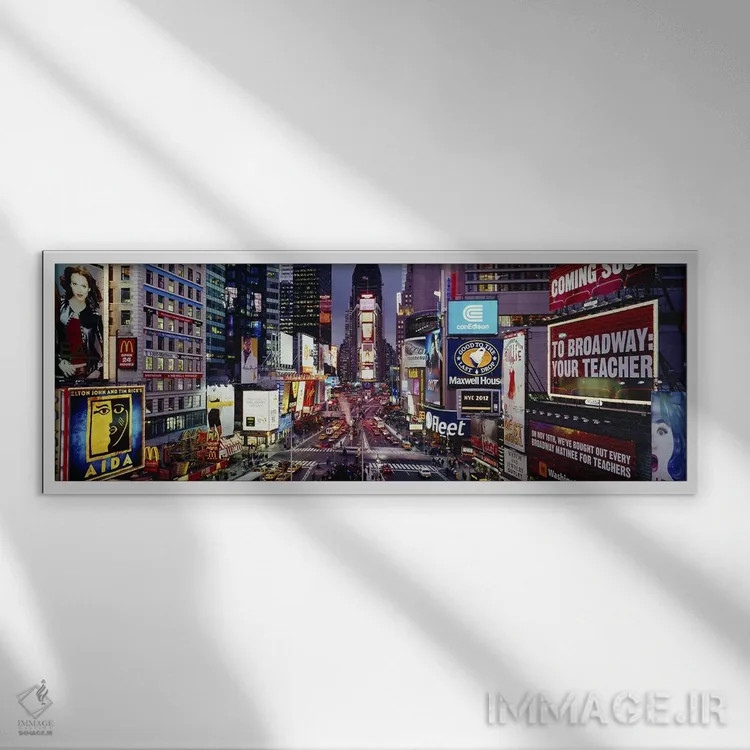 تابلو Manhattan, New York City, New York State, USA,نمای بالا از ترافیک خیابان تایمز، منهتن، نیویورک، ایالت نیویورک، آمریکا اثر پانورامیک ایمجز (استودیو عکاسی عریض) - نمای قابدار سفید