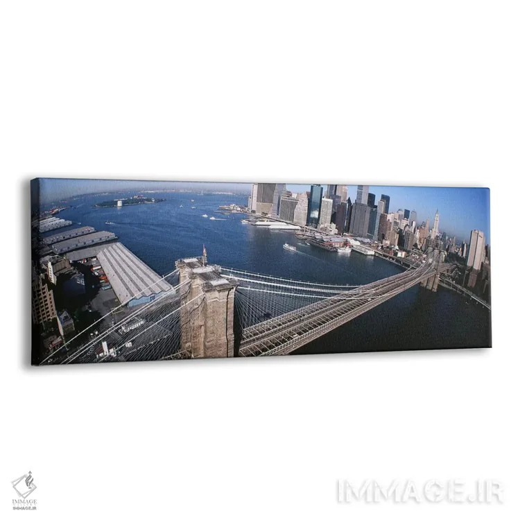 تابلو New York, Brooklyn Bridge, aerial #2,آمریکا، نیویورک، پل بروکلین، نمای هوایی شماره ۲ اثر پانورامیک ایمجز (استودیو عکاسی عریض) - نمای پرسپکتیو محصول