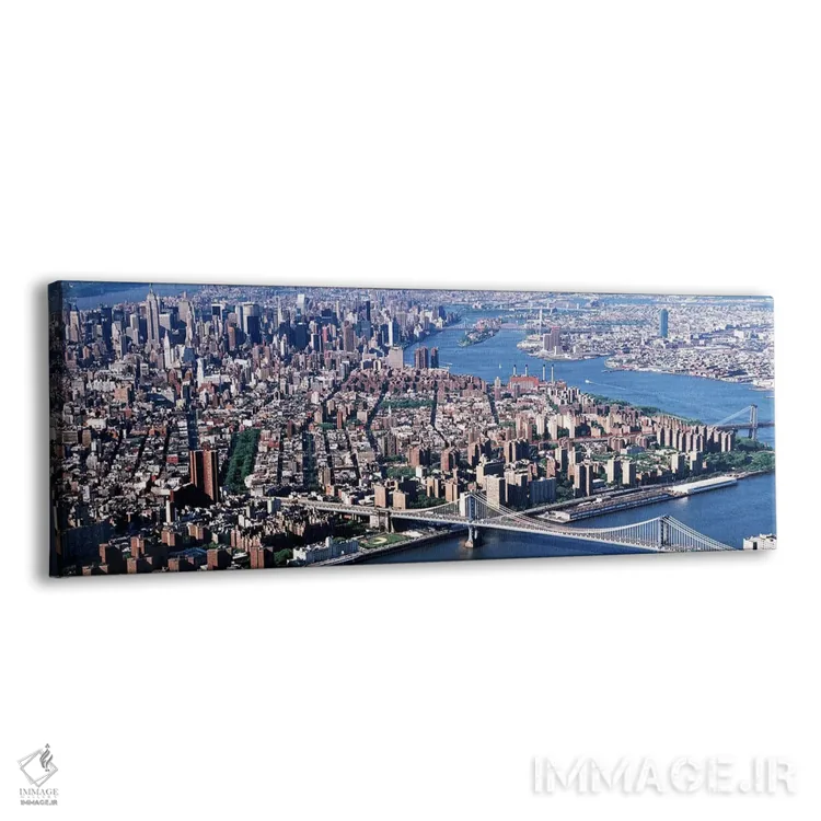 تابلو New York, Brooklyn Bridge, aerial,آمریکا، نیویورک، پل بروکلین، نمای هوایی اثر پانورامیک ایمجز (استودیو عکاسی عریض) - نمای پرسپکتیو محصول