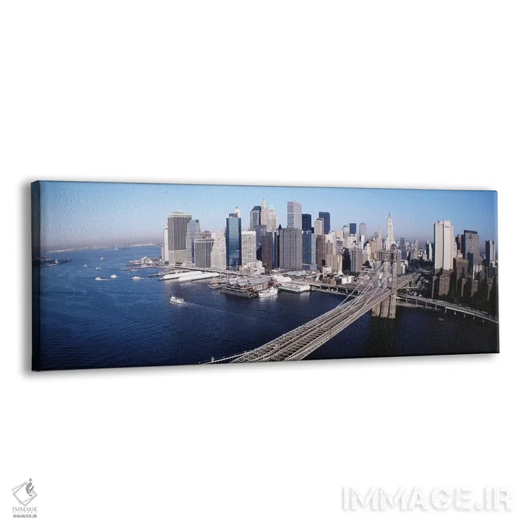 تابلو Lower Manhattan, NYC, New York City, New York State, USA,نمای هوایی پل بروکلین، بخش پایین منهتن، نیویورک، ایالت نیویورک، آمریکا اثر پانورامیک ایمجز (استودیو عکاسی عریض) - نمای پرسپکتیو محصول