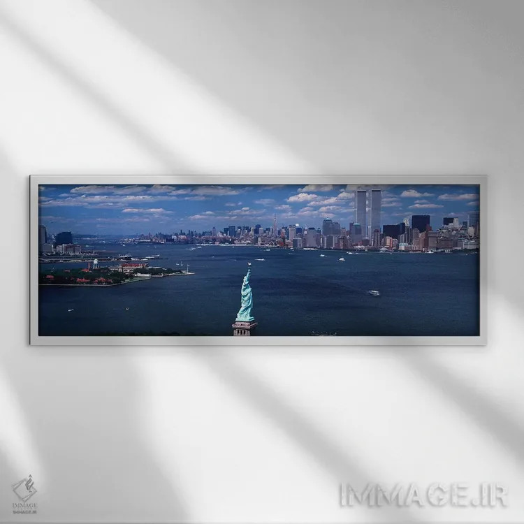 تابلو New York, Statue of Liberty,آمریکا، نیویورک، مجسمه آزادی اثر پانورامیک ایمجز (استودیو عکاسی عریض) - نمای قابدار سفید