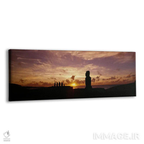 تابلو Tahai Archaeological Site, Rano Raraku, Easter Island, Chile,سایه مجسمههای موآی در غروب، محوطه باستانی تاحای، رانو رااراکو، جزیره ایستر، شیلی اثر پانورامیک ایمجز (استودیو عکاسی عریض) - نمای پرسپکتیو محصول