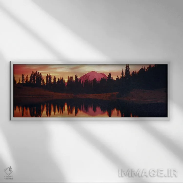 تابلو Tipsoo Lake, Mt Rainier, Mt Rainier National Park, Washington State, USA,بازتاب درختان در آب، دریاچه تیپسوو، کوه رینیر، پارک ملی کوه رینیر، واشنگتن، آمریکا اثر پانورامیک ایمجز (استودیو عکاسی عریض) - نمای قابدار سفید