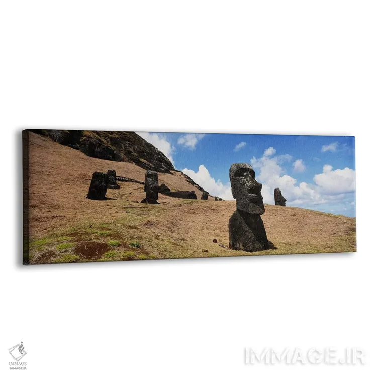 تابلو Tahai Archaeological Site, Rano Raraku, Easter Island, Chile,نمای پایین از مجسمههای موآی، محوطه باستانی تاحای، رانو رااراکو، جزیره ایستر، شیلی اثر پانورامیک ایمجز (استودیو عکاسی عریض) - نمای پرسپکتیو محصول
