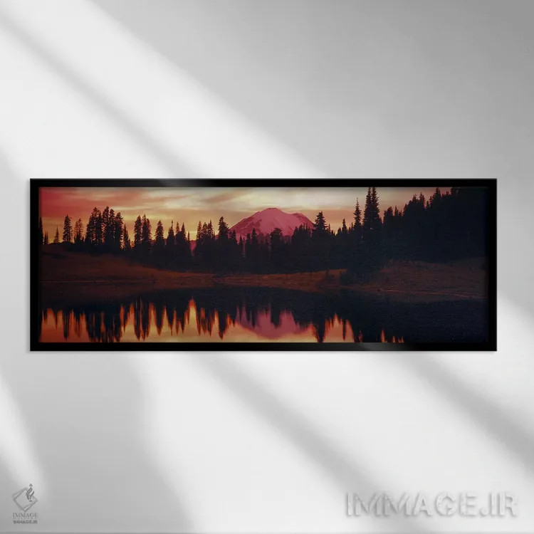 تابلو Tipsoo Lake, Mt Rainier, Mt Rainier National Park, Washington State, USA,بازتاب درختان در آب، دریاچه تیپسوو، کوه رینیر، پارک ملی کوه رینیر، واشنگتن، آمریکا اثر پانورامیک ایمجز (استودیو عکاسی عریض) - نمای قابدار مشکی